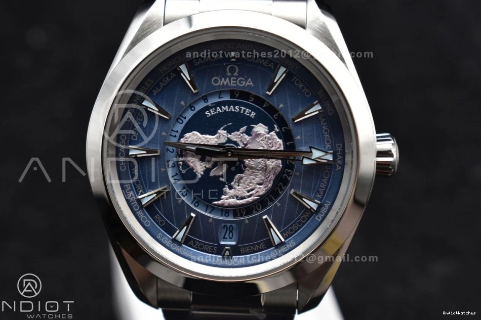 1:1 Stainless On 518 Edition Bracelet Terra Worldtimer GMT VSF Clone UrbanStyle Super Summer Dial A8938 43mm Best Blue Aqua 0217